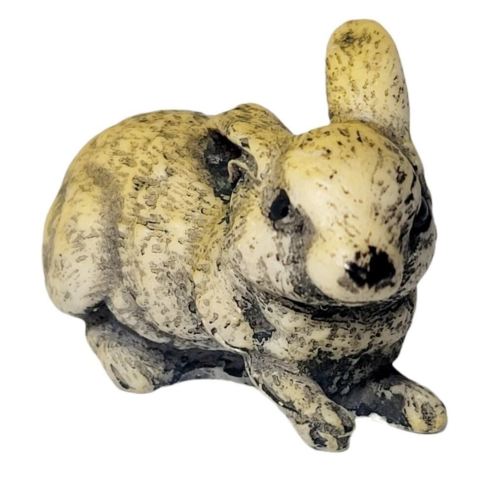 Vintage Creco Yellow Brown Resin Bunny Rabbit Figurine